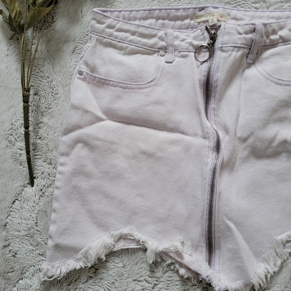 ✨️CL Le Lis Lavender Purple Raw Curve Hem Full Zip Up Cotton Skirt Size S - Picture 3 of 12